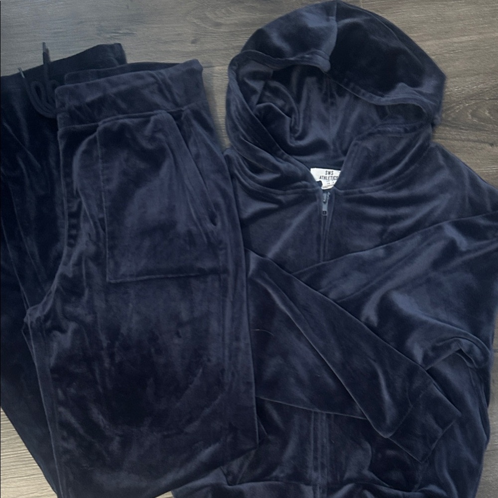 Navy Velour Jogger Set
